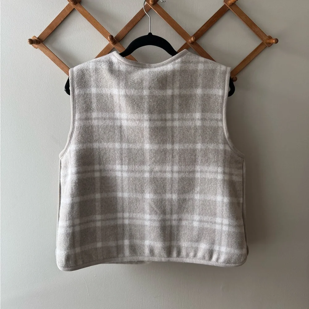 Beige Ecru Checks Jacket Vest - Picture 4 of 5